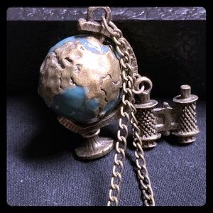 Adventure Necklace, Adjustable, Globe & Binoculars
